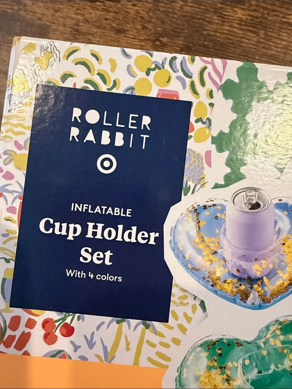 Roller Rabbit Heart Inflatable Cup Holder Set - Pink, Blue, Yellow, Green